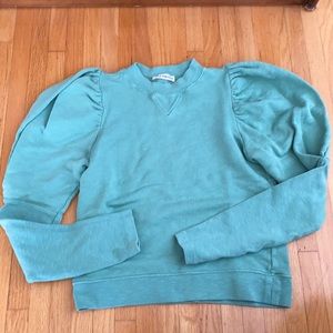 ULLA JOHNSON mint sweatshirt with puffed sleeves